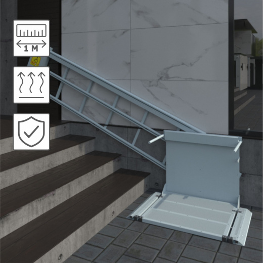 Наклонный подъемник для инвалидов по ТУ НПМ-01, с увеличеной длиной на 1000 мм , с обогревом моторного отсека (для регионов с холодным климатом), с ловителем до 9 метров